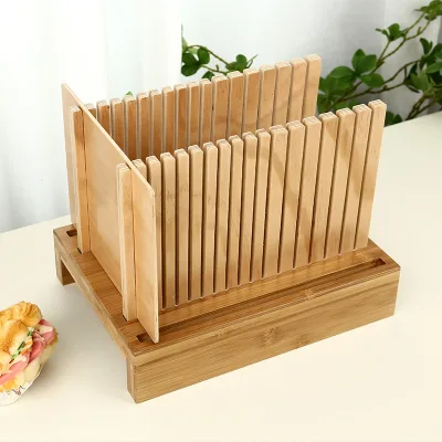 Bamboo Foldable Bread Slicer & Toast Knife Cutting Board with Modern Design Made in China for Homemade Bread Baking and Slicing