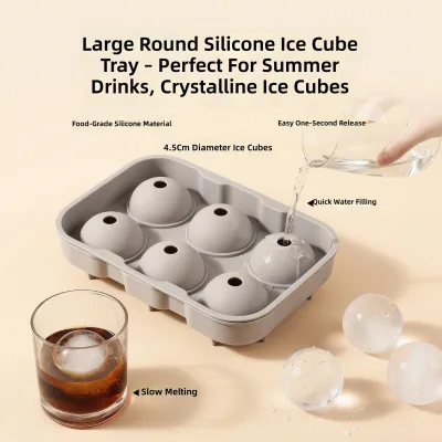 Hot Selling Food Grade Silicone 6 Grid Round Ice Ball Mold Efficient for Party and Commercial Beverage Jelly Ice Making