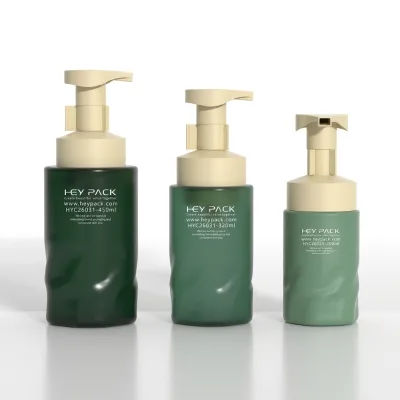 Wholesale Unique Wave Texture Plastic Foaming Pump Bottle Hand Face Wash Shampoo Foam Dispenser Custom Skincare Bottles