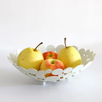 Metal Wire Fruit Bowl Decorative Circle Cutout Fruit Storage Basket for Kitchen Table Home Decor