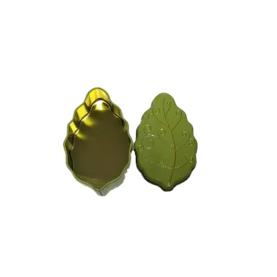 Wholesale Food Grade Empty Tinplate Metal Packaging for Chocolate/Gum/Candy Box Leave Shape Tin Box