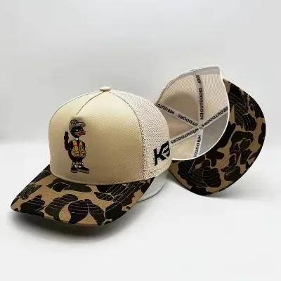 High Quality Wholesale Snapback Curved Brim Professional Summer Screen Printing Sport Cap Gorras Camo Trucker Hats Caps