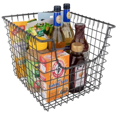 Metal Steel Storage Wire Basket Square Iron Fruit Snack Sundries Baskets Home Organization for Kitchen Pantry Closet Craft Room