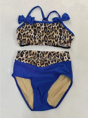 Cheetah Print Color-Blocked Bodysuit Dance School Practice Costume Dance Studio Activewear Lyrical Modern Dance Practice Wear