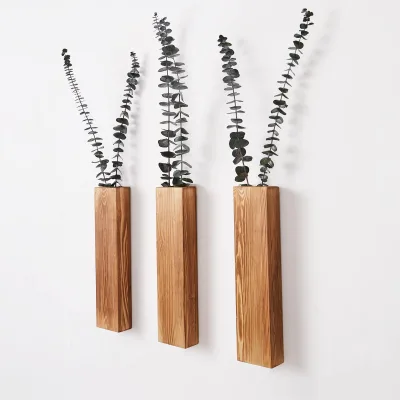 Wood Wall Decor Bedroom and Living Room Wall Planters Modern Farmhouse Wooden Pocket Vases for Dried Flowers and Faux Greenery