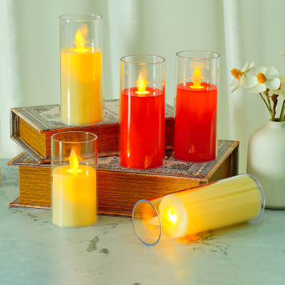 Battery Charge 5.5cm 7.5cm Led Electronic Candle Light with Transparent Cover for Wedding Light