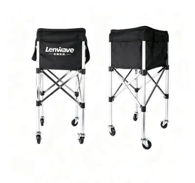 Mobile Pickleball Cart with Wheels Large Capacity Oxford Cloth Ball Trolley for Professional Court Training