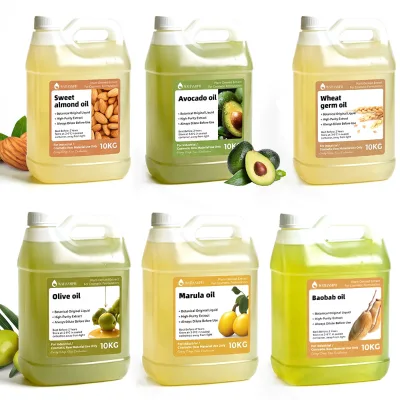 Cold Pressed Carrier Oil Sweet Almond Avocado Wheat Germ Olive Marula Baobab Oil Natural Base Raw Material for Skin Face Body