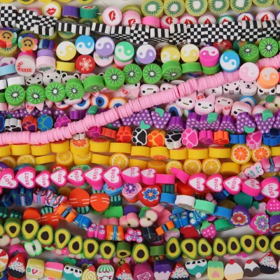 Fruit Smiling Face Flower Soft Ceramic Beads 10mm Animal Lovely Heart Clay Beads Strip Polymer