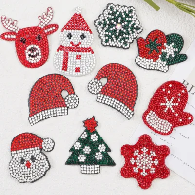 Wholesale Christmas Diamond Pattern Sequin Patch Crystal Decal Rhinestone Iron on Patches for Garment T-shirt Socks