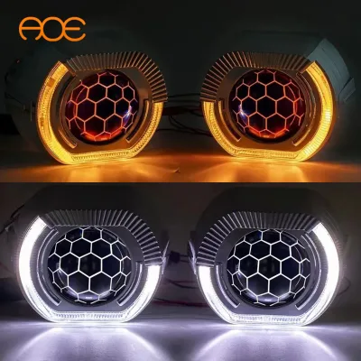 X5 Style 2.5inch Projector Shrouds with Dual Color Angel Eyes 12V 6000K New