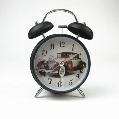 Mini Alarm Clock Big Bell Ring Table Smart Clock Black Desk Alarm Clock