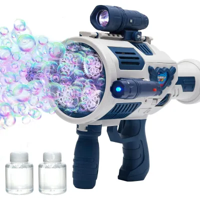 Handheld Portable Plastic Bubble Machine Wedding Outdoor Beach Games Rechargeable Automatic Bubble Shooter Gun Toy Kids Lights