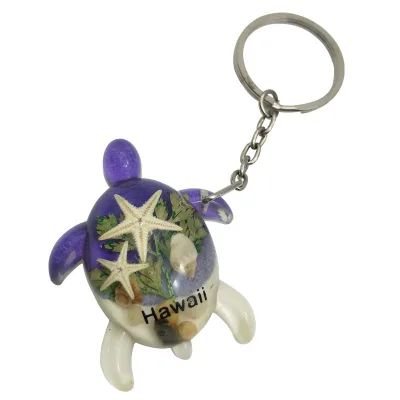 Ocean Series Keychain , Sea Turtle Resin Keychain , Resin Keychain for Souvenir Gifts