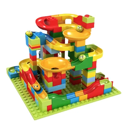 Classic Big Block STEM Toy Bricks Set Plastic Funnel Slide Maze Balls Kids Building Block Marble Run Race Track