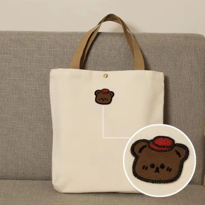 Stitched Reinforced Canvas Cotton Shopping Bag Carryall Sling Tote for Campus Study Commuting Use