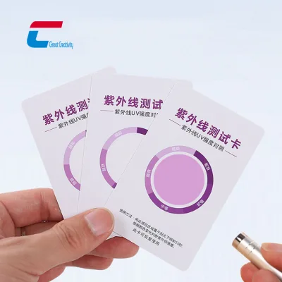 Custom PVC Plastic UV Intensity Test Cards Change Color UV Sensor Test Card for Sunshine Testing