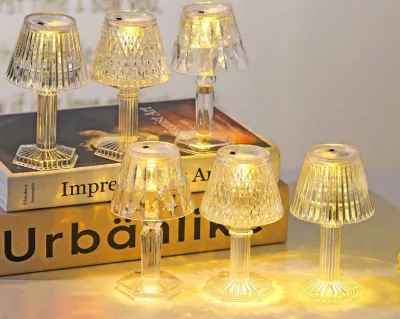 Hot Sell Transparent Acrylic LED Electronic Night Light Table Mini Simulated Glass Atmosphere Candle Light Projection for Home