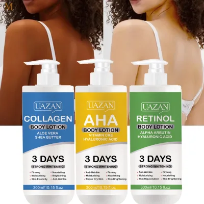 OEM Organic Moisturizer Body Lotion for Dry Skin Whole Whitening Brightening Hyaluronic Acid Collagen Retinol AHA Body Cream