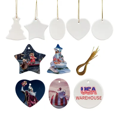 Sublimation Blanks Xmas Gift USA Warehouse Ceramic Discs Ornaments Sublimation Ceramic Ornament Blanks for Heat Press Printing