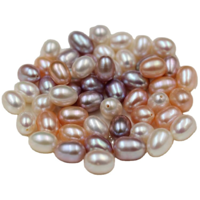 Wholesale Natural Necklaces Loose Beads White Color Half Hole Freshwater Rice Pearl for Earrings