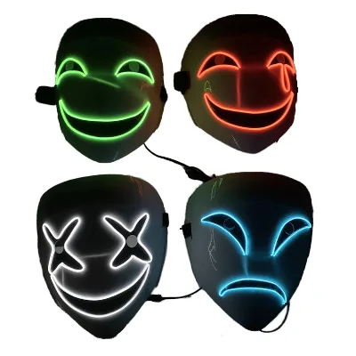 Neon LED Glow for Mask PVC for Halloween Cosplay Party Favors Luminous Breathable Trendy Accessories
