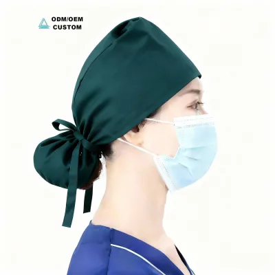 Custom Logo Adjustable Cotton Surgical Scrub Cap Doctors Nurses Beauty Salon Hygiene Dental Cap OEM Printed Technique Hospitals