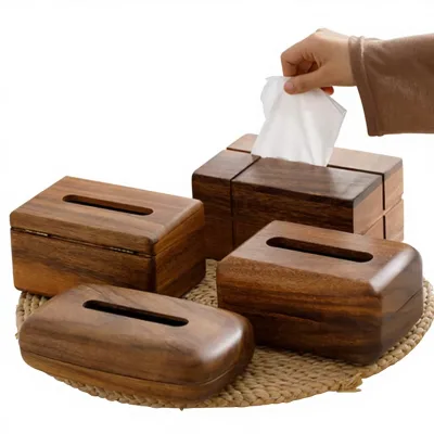 Wooden Tissue Box Cover, Tissue Box Holder, Tissue Paper Holder Napkin Dispenser for Bedroom Dinner Table