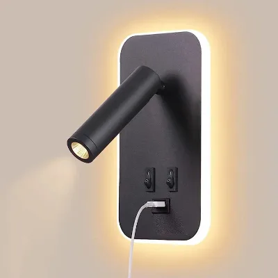 Bedside Wall Lamps With Aluminum Shade Black White Iron Metal Round Square Rectangle Bedroom Led Wall Sconce Lights