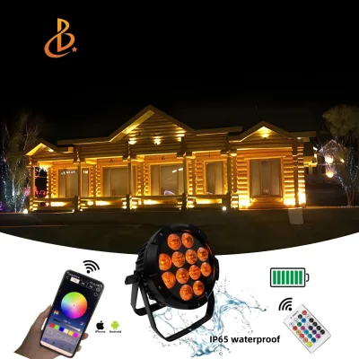 Battery Par Light Led Popular Wedding Stage Light Waterproof Wireless DJ Bar Stage Battery Uplights 12*18W 6in1 LED Par Lights