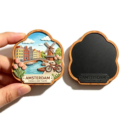 3D Wooden Fridge Magnet Amsterdam Custom, Strong Magnetic Souvenir Promotional Refrigerator Magnet Customised Gift Wholesale