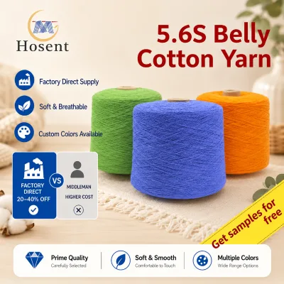 5.6S Belly Cotton Yarn Soft Breathable Knitting Yarn for Sweater Knitwear Factory Direct Wholesale Free Sample