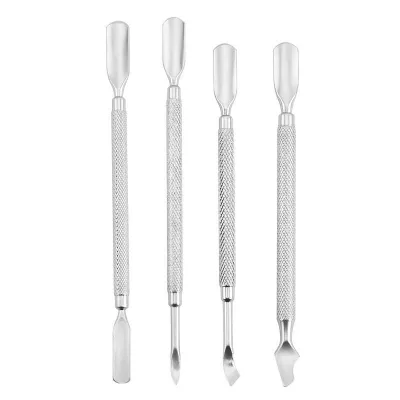 Professional Stainless Steel Cuticle Pusher Tool for Nail Salons-Removes Dead Skin Fingernails Fork Design Specialized Nail