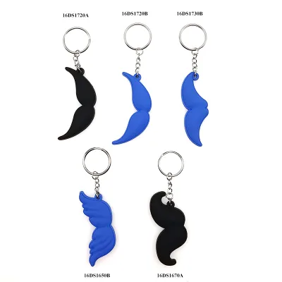 High Quality Custom Silicone wings Keychain Rubber Keychain Cartoon Beard Shape Pvc Key Ring for Elementary School Small Gift