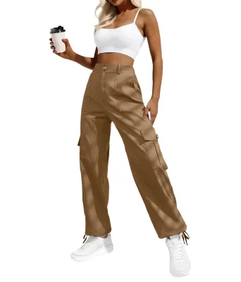 Womens Pants Customized Y2k Loose Stretch High Waist Casual Wide Leg Pants Womens Cargo Pants