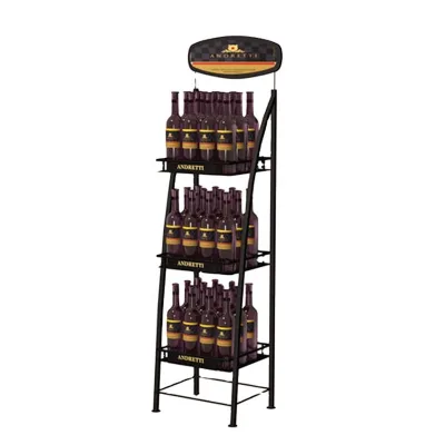 Wholesale Custom 3-Layer Metal Beverage & Red Wine Display Rack-Centroyal CR98 Model