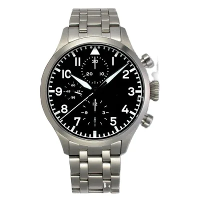 Pilot Style Custom Chronograph Wrist Watches for Men Leather Stainless Steel Case Miyota Movement Water Resistant
