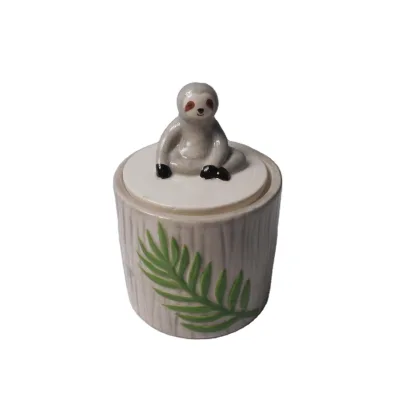3D Sloth Shape Cover Ceramic Stump Jar Popular Sweet Food Storage & Coffee Container