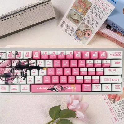 Silver-haired Valkyrie Assault PBT Five-sided Dye-sublimated Gaming Keycaps Compatible 61-63-64-65-67-68 Magnetic-axis Model 10