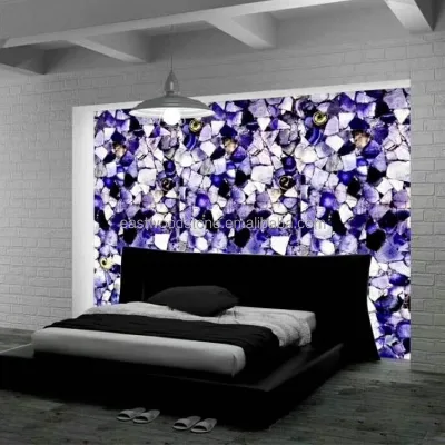 Backlit Semi Stone Agate Stone Transparent Purple Agate Stone Tiles and Slabs