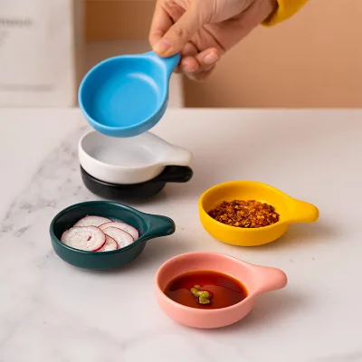 Japanese Style with Handle Ceramic Small Vinegar Dish Soy Sauce Dish Seasoning Dish Ketchup Creative Cute Dipping Sauce Bowl
