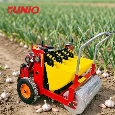 Factory Price High Working Output Walk Behind 4 Row Gasoline Garlic Seeder Garlic Clove Sowing Machinery