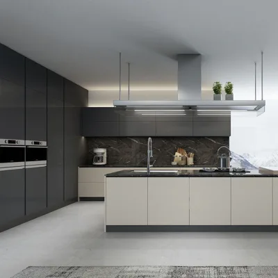 2025 Factory Direct Sales Saving Space Open Kitchen Artificial Board Cabinet Full Set With Custom Size and Color