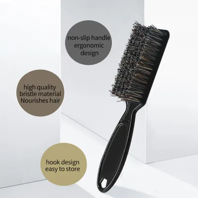 Top Selling OEM Natural 100% Boar Bristles Black Men Plastic Handle Beard Brush Clipper Blade Cleaning Brush for Beard Hair Care