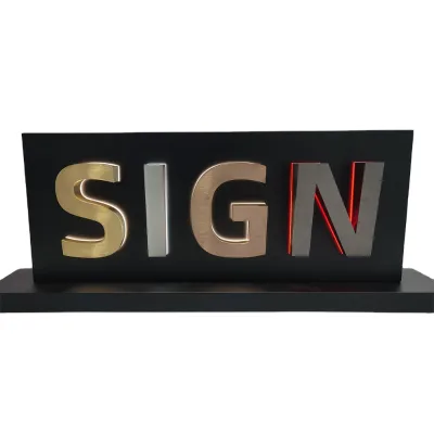 Custom Mini Acrylic LED Letter Sign with Metal Back Panel for Milk Tea Shop Restaurant Desktop Menu