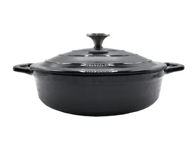 4QT Enameled Cast Iron Braiser Pot With Self-Basting Lid Oven Safe Multi-Purpose Cooking Pan for Paella Baking Stewing