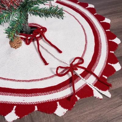 Customizable 28\" Red Christmas Flag Tree Skirt Creative Stocking-shaped Holiday Decorations Packaged in Bags