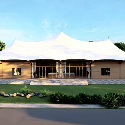 Bolin Tempered Glass Double Three Peaks Glamping Hotel Tent Custom Size UV-resistant 10+ Year Lifespan Waterproof for Tourist
