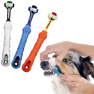 Wholesale Dual Head Dog Toothbrush Soft Silicone Bristles Easy Teeth Cleaning Dental Care for Dogs Cats Non-Slip Pet Tool