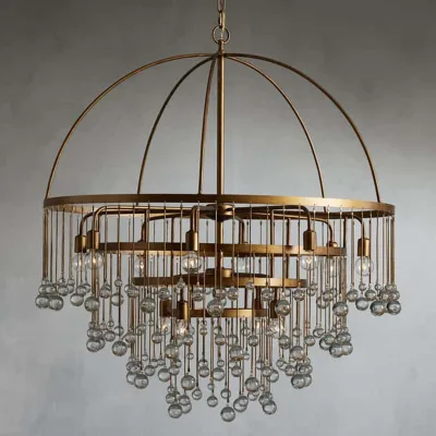 Adjustable Drop Length Solid Iron 4 Tier Wrought Black Iron Chandeliers